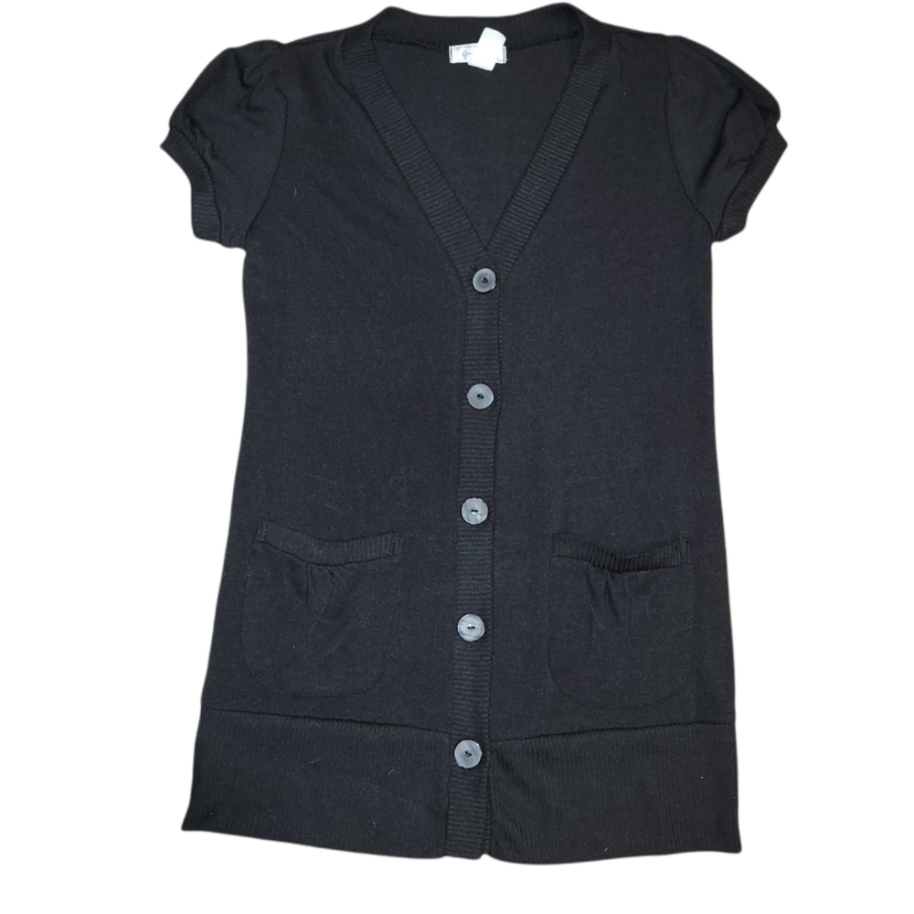 Casual Land Poly Rayon Blend Short Sleeve Button Down Cardigan sz S